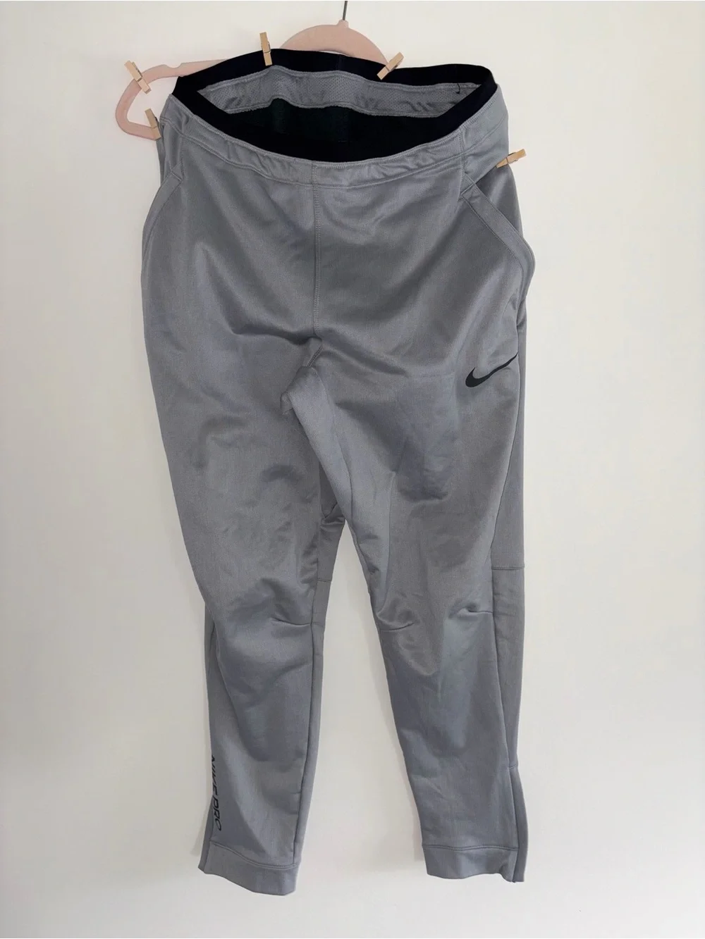 Nike Gray Track Pants with Black Swoosh